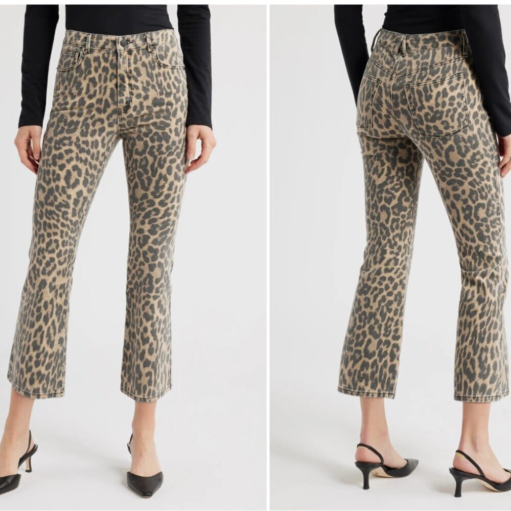 🐆✨ Good American Lucky Leopard Kick Flare Jeans • Size 10 • NWT